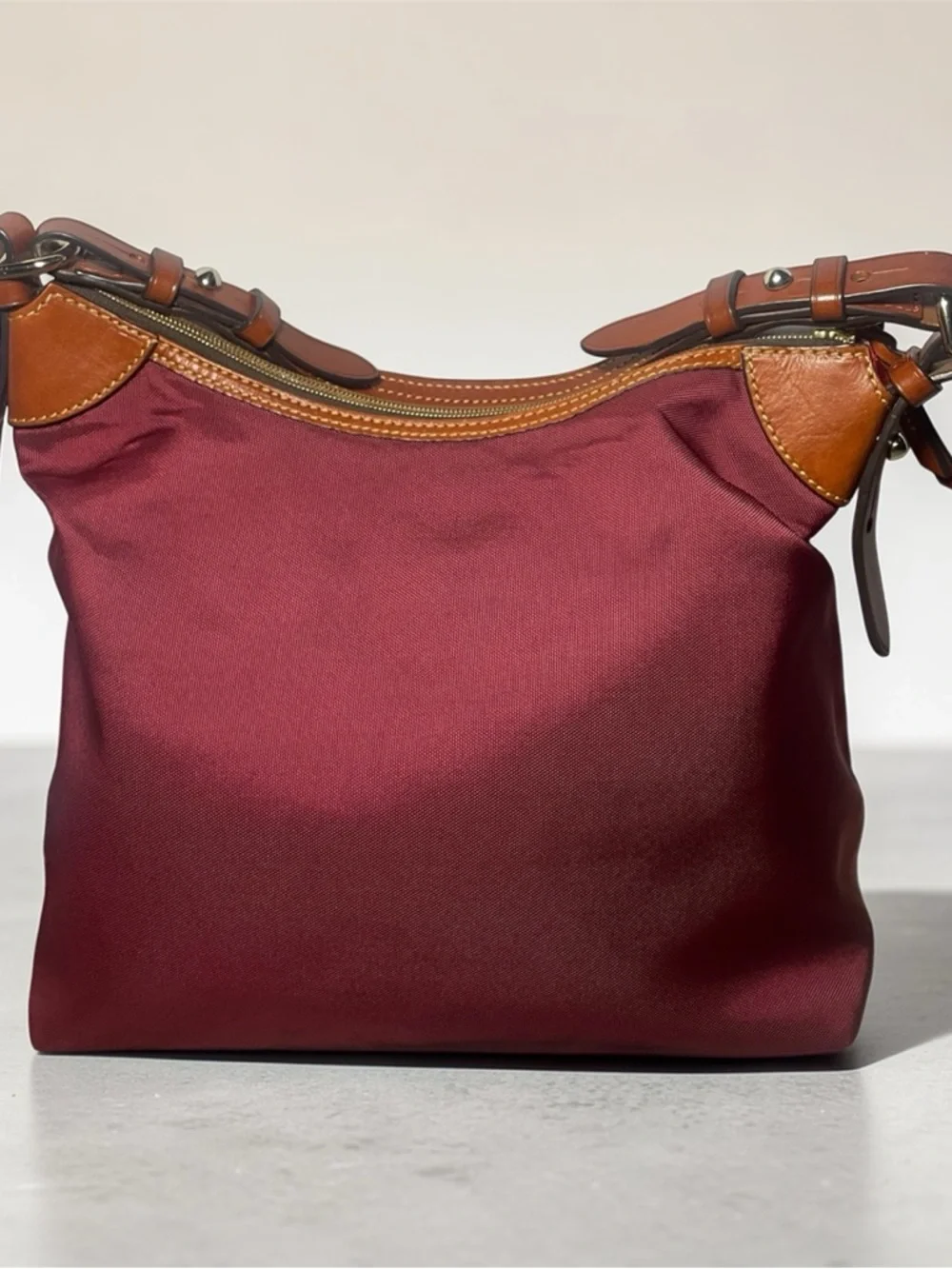 Dooney & Bourke Burgundy Large Nylon Erica Hobo Bag - Picture 3 of 6